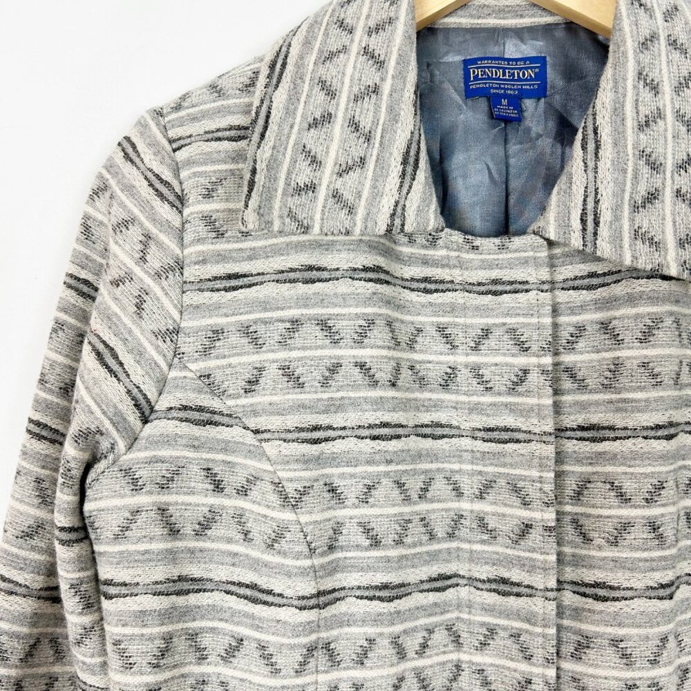 Pendleton Wool Aztec Tribal Moto Jacket Light Gra… - image 2